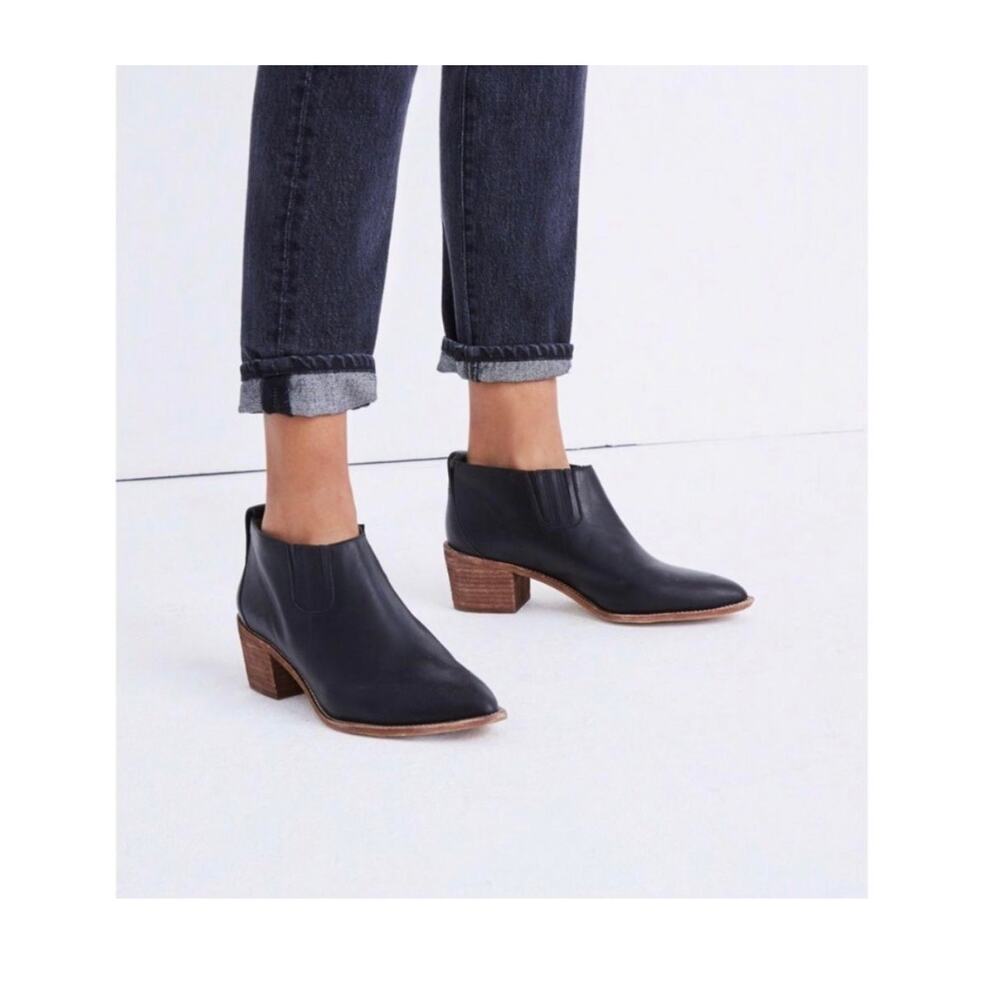 Madewell The Bonham Boot Size 7.5 Black Ankle Leather Comfort Chelsea Western